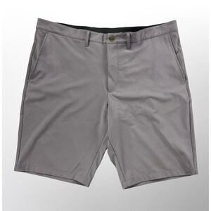 Thomas Dean Performance Mens 34 Gray Stretch Golf Flat Front Shorts Chino